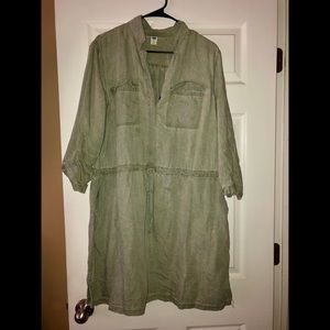 Green denim dress